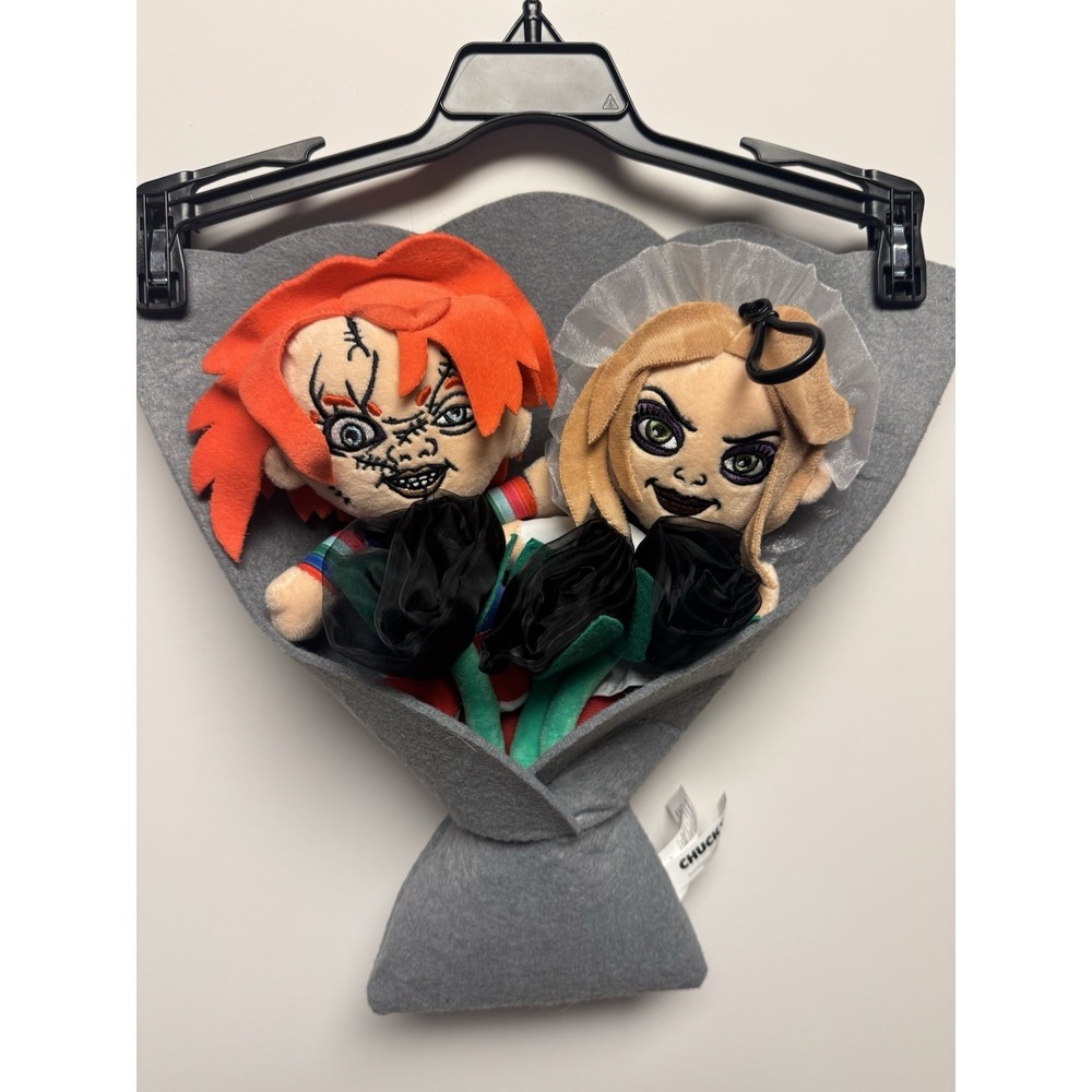 Chucky & Tiffany Bride‎ Plush Bouquet w\ Removable Figures & Roses Gift 12"
